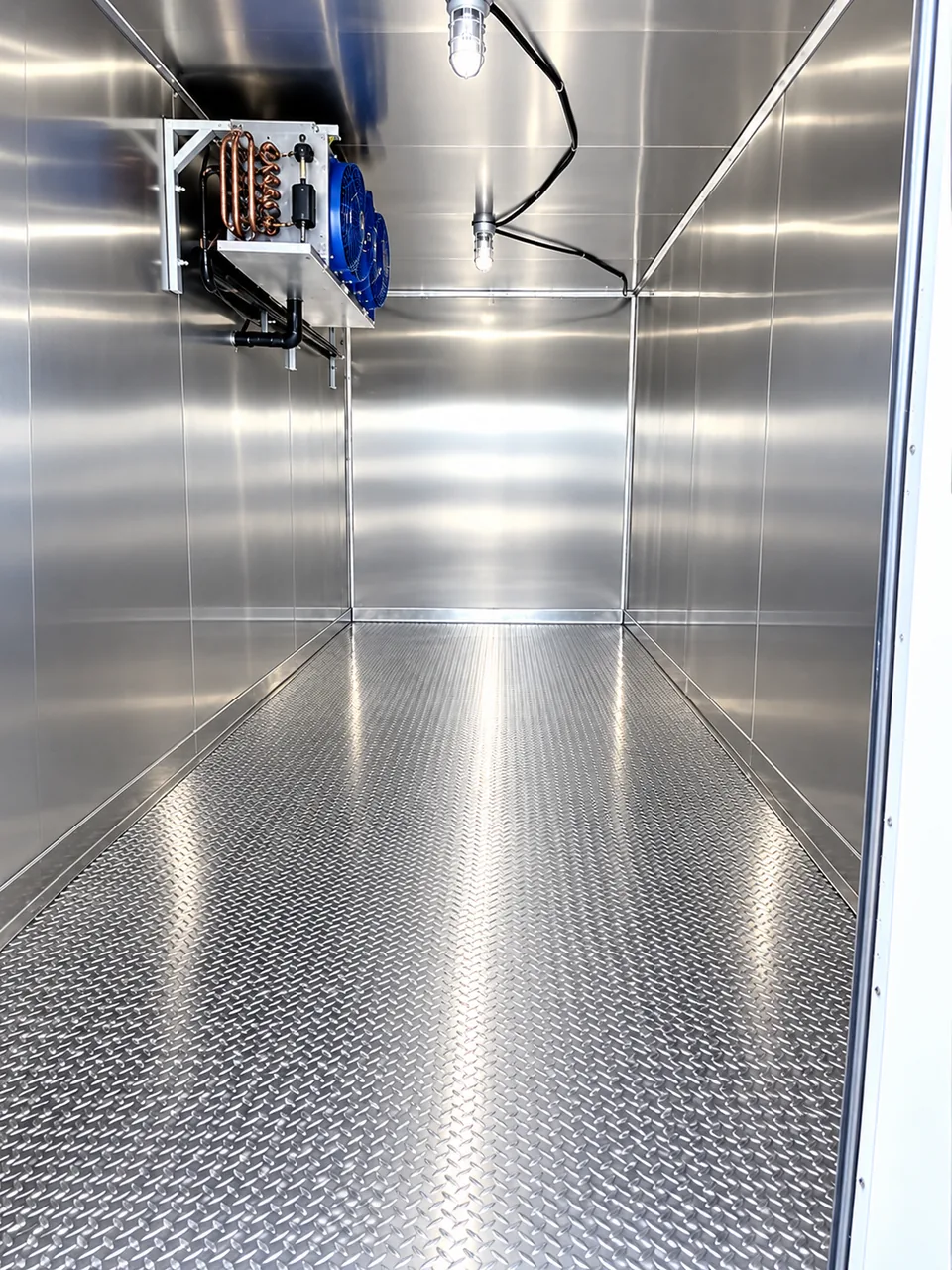 Interior of a 20-foot refrigerated trailer