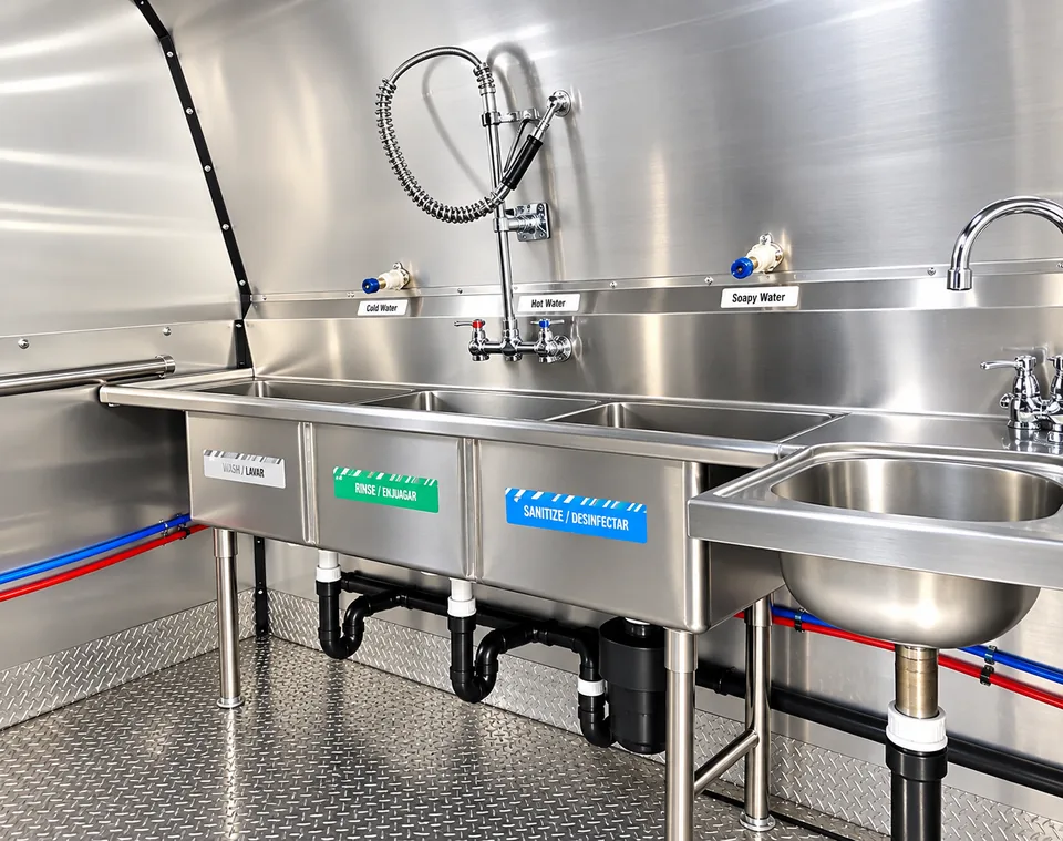 Representative commercial conveyor dishwashing line